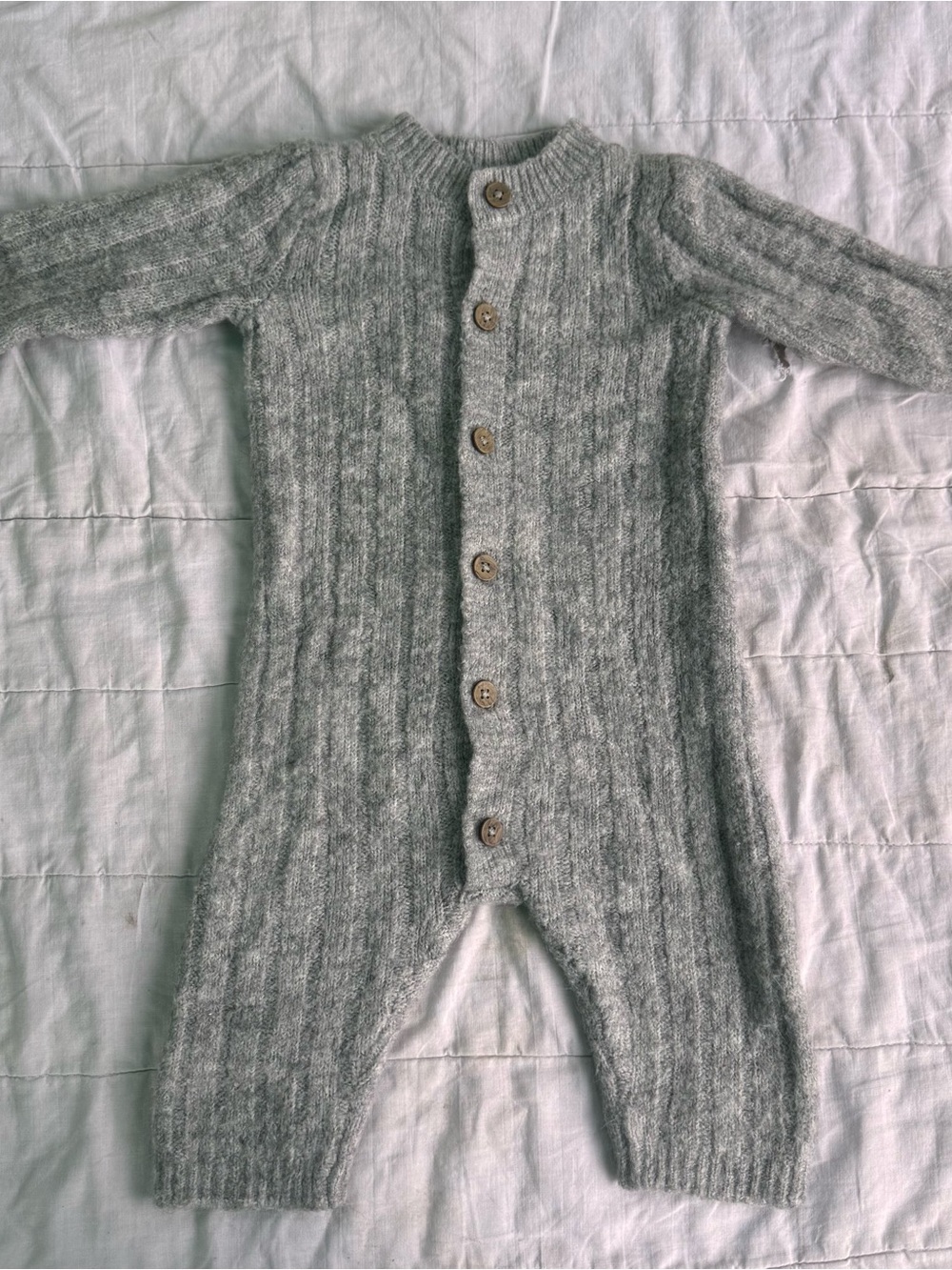 4 for $15 / Cozy Grey Knit Baby One-Piece Romper